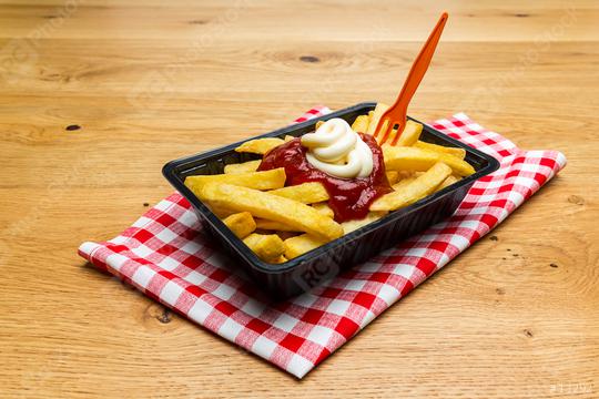 fries with ketchup and mayo  : Stock Photo or Stock Video Download rcfotostock photos, images and assets rcfotostock | RC Photo Stock.: