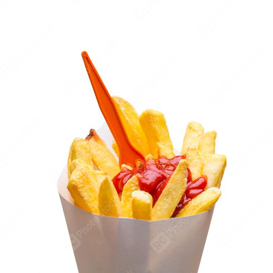 fries with ketchup on white  : Stock Photo or Stock Video Download rcfotostock photos, images and assets rcfotostock | RC Photo Stock.: