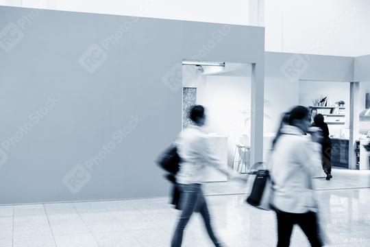 Futuristic trade fair booth with blurred people - business concept image  : Stock Photo or Stock Video Download rcfotostock photos, images and assets rcfotostock | RC Photo Stock.: