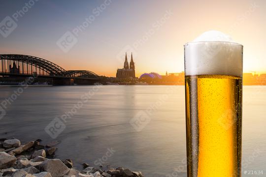German beer (Kölsch) from Cologne at sunset on the river  : Stock Photo or Stock Video Download rcfotostock photos, images and assets rcfotostock | RC Photo Stock.: