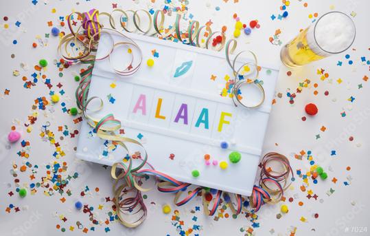 german street Carnival vintage lightbox with the word "Alaaf", concept image  : Stock Photo or Stock Video Download rcfotostock photos, images and assets rcfotostock | RC Photo Stock.:
