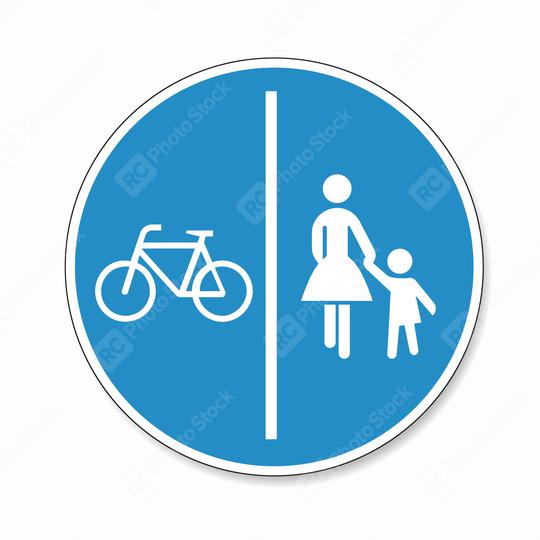 German traffic sign bicycle pedestrian area. Road sign, pedestrian and bicyclist icon on white background. Vector illustration. Eps 10 vector file.  : Stock Photo or Stock Video Download rcfotostock photos, images and assets rcfotostock | RC Photo Stock.: