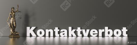 German word Kontaktverbot (contact ban) due to coronavirus crisis with The Statue of Justice - Lady Justice or Iustitia / Justitia the Roman Goddess of Justice  : Stock Photo or Stock Video Download rcfotostock photos, images and assets rcfotostock | RC Photo Stock.: