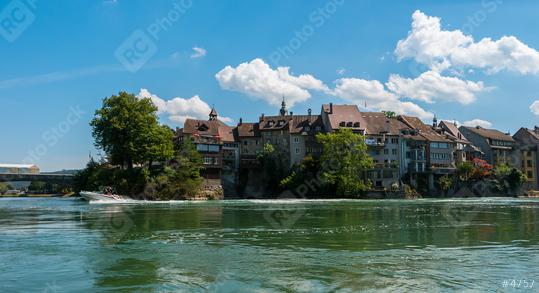 Germany,Switzerland,Laufenburg, View of bridge above river rhine with city at summer.  : Stock Photo or Stock Video Download rcfotostock photos, images and assets rcfotostock | RC Photo Stock.: