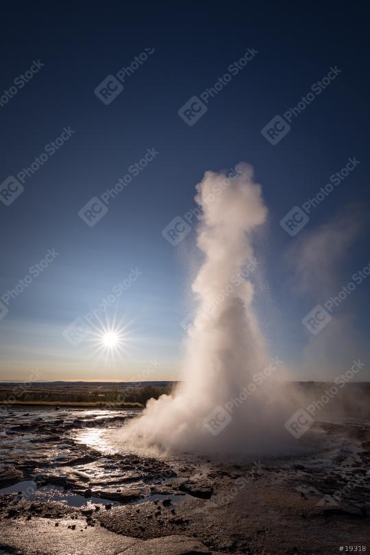Geysir Strokkur mit Sonne, Island  : Stock Photo or Stock Video Download rcfotostock photos, images and assets rcfotostock | RC Photo Stock.: