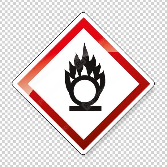 GHS hazard pictogram - OXIDISING , hazard warning sign oxidising on checked transparent background. Vector illustration. Eps 10 vector file.  : Stock Photo or Stock Video Download rcfotostock photos, images and assets rcfotostock | RC Photo Stock.: