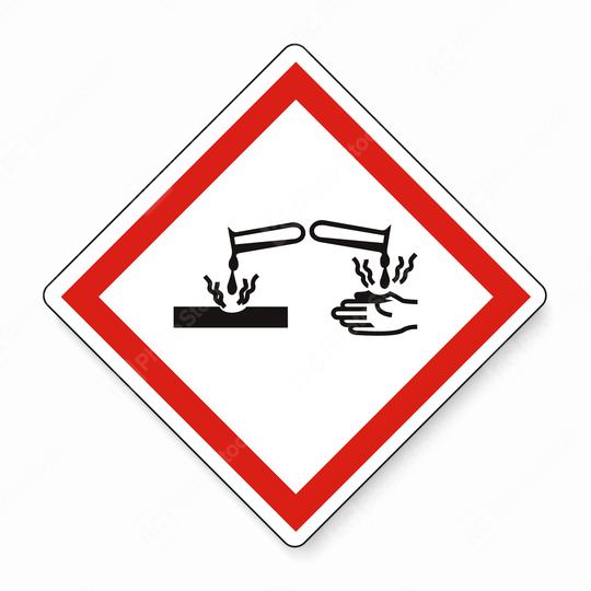 GHS05 hazard pictogram - CORROSIVE , hazard warning sign CORROSIVE on white background. Vector illustration. Eps 10 vector file.  : Stock Photo or Stock Video Download rcfotostock photos, images and assets rcfotostock | RC Photo Stock.: