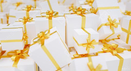 Gift boxes with gold ribbons  : Stock Photo or Stock Video Download rcfotostock photos, images and assets rcfotostock | RC Photo Stock.: