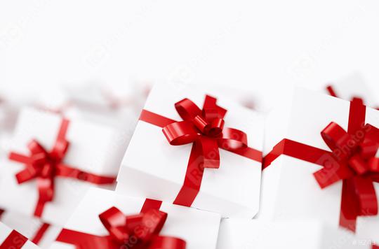 Gift boxes with red ribbons with copy space for individual text  : Stock Photo or Stock Video Download rcfotostock photos, images and assets rcfotostock | RC Photo Stock.: