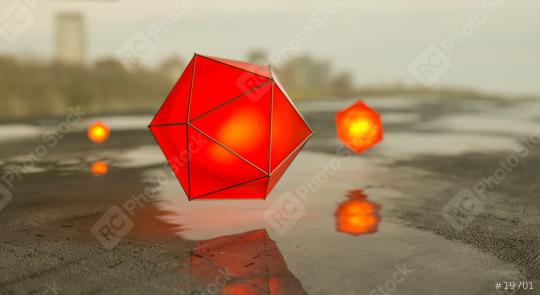 glowing hexagonal balls with water puddles - 3D rendering  : Stock Photo or Stock Video Download rcfotostock photos, images and assets rcfotostock | RC Photo Stock.:
