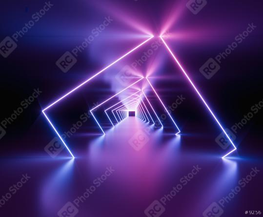 glowing lines, tunnel, neon lights, virtual reality, abstract background, square portal, arch, pink blue spectrum vibrant colors, laser show  : Stock Photo or Stock Video Download rcfotostock photos, images and assets rcfotostock | RC Photo Stock.: