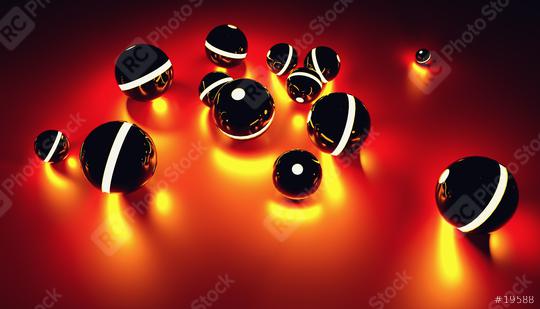 Glowing spheres in random position with light effect in the dark - futuristic background - 3D rendering  : Stock Photo or Stock Video Download rcfotostock photos, images and assets rcfotostock | RC Photo Stock.: