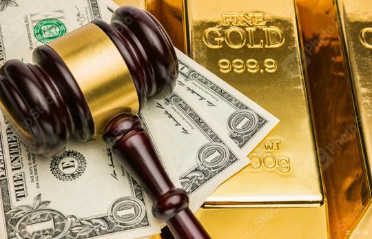 gold bars with american dollar and judge gavel  : Stock Photo or Stock Video Download rcfotostock photos, images and assets rcfotostock | RC Photo Stock.: