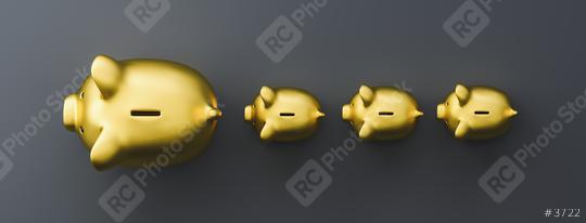 Gold piggy bank as row leader, investment and development concept  : Stock Photo or Stock Video Download rcfotostock photos, images and assets rcfotostock | RC Photo Stock.: