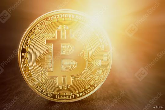 Golden bitcoin with shine. conceptual image for crypto currency.  : Stock Photo or Stock Video Download rcfotostock photos, images and assets rcfotostock | RC Photo Stock.: