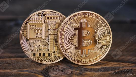 Golden Bitcoins on a wooden table  : Stock Photo or Stock Video Download rcfotostock photos, images and assets rcfotostock | RC Photo Stock.: