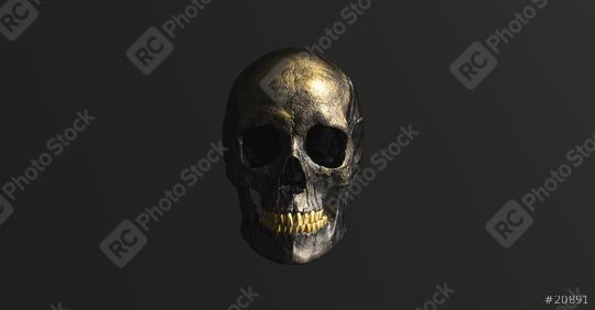 Golden black Human Skull Pirate Poison Horror Symbol Halloween Medical. Anatomy and medicine concept image.  : Stock Photo or Stock Video Download rcfotostock photos, images and assets rcfotostock | RC Photo Stock.: