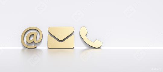 golden contact icons leaning against a wall as a hotline and service panorama concept   : Stock Photo or Stock Video Download rcfotostock photos, images and assets rcfotostock | RC Photo Stock.:
