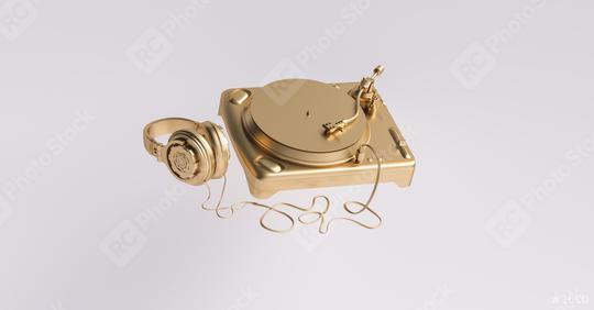 Golden DJ Deck with Headphones, Party Concept image  : Stock Photo or Stock Video Download rcfotostock photos, images and assets rcfotostock | RC Photo Stock.: