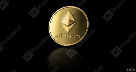 Golden ethereum coin on black background  : Stock Photo or Stock Video Download rcfotostock photos, images and assets rcfotostock | RC Photo Stock.: