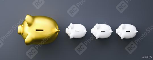 golden piggy bank as row leader, investment and development concept image  : Stock Photo or Stock Video Download rcfotostock photos, images and assets rcfotostock | RC Photo Stock.: