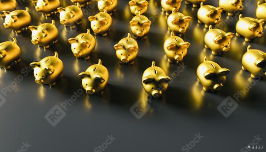 golden piggy banks as row leadership, investment and development concet image, including Copy Space  : Stock Photo or Stock Video Download rcfotostock photos, images and assets rcfotostock | RC Photo Stock.: