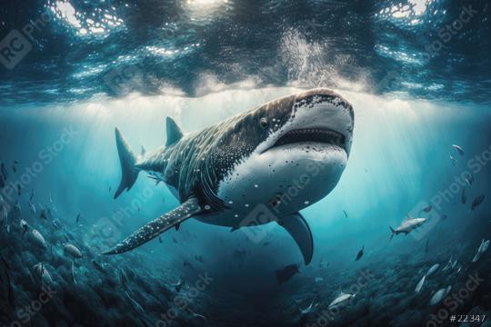 great shark underwater in the deep blue sea (Generative AI)  : Stock Photo or Stock Video Download rcfotostock photos, images and assets rcfotostock | RC Photo Stock.: