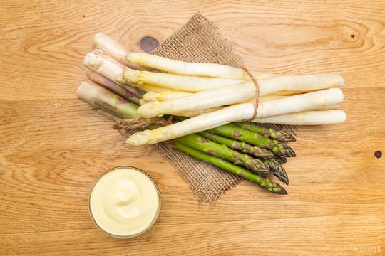 green and white Asparagus with sauce hollandaise  : Stock Photo or Stock Video Download rcfotostock photos, images and assets rcfotostock | RC Photo Stock.: