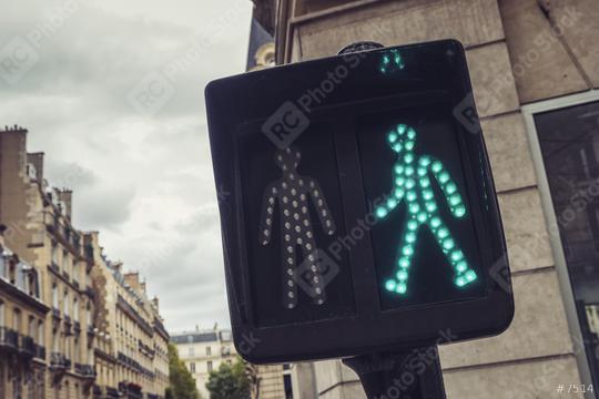 Green pedestrian traffic light in the city streets of paris  : Stock Photo or Stock Video Download rcfotostock photos, images and assets rcfotostock | RC Photo Stock.:
