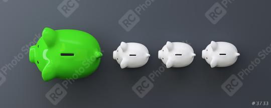 green piggy bank as row leader, investment and development concept  : Stock Photo or Stock Video Download rcfotostock photos, images and assets rcfotostock | RC Photo Stock.: