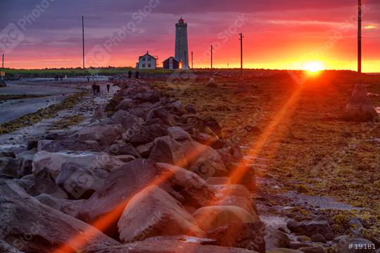 Grotta iceland lighthouse at sunset  : Stock Photo or Stock Video Download rcfotostock photos, images and assets rcfotostock | RC Photo Stock.: