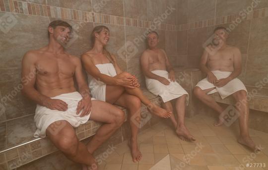 Group of adults, draped in white towels, relaxes in a steam bath. wellness and spa concept image  : Stock Photo or Stock Video Download rcfotostock photos, images and assets rcfotostock | RC Photo Stock.: