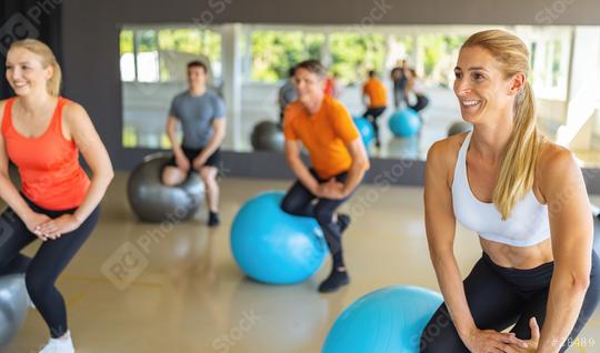 Group of Happy people in the gym using ball for gymnastics training. Healthy sports lifestyle, Fitness, Healthy concept.  : Stock Photo or Stock Video Download rcfotostock photos, images and assets rcfotostock | RC Photo Stock.: