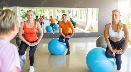 Group of people in the gym using ball for gymnastics training. Healthy sports lifestyle, Fitness, Healthy concept.  : Stock Photo or Stock Video Download rcfotostock photos, images and assets rcfotostock | RC Photo Stock.: