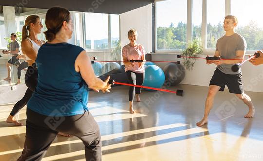 Group of people in the gym with Flexibar or vibrating rod for deep muscle training. Healthy sports lifestyle, Fitness, Healthy concept.  : Stock Photo or Stock Video Download rcfotostock photos, images and assets rcfotostock | RC Photo Stock.: