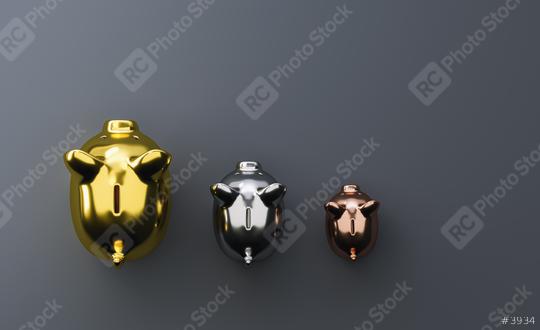 Growth chart of Golden, silver, copper piggy bank on the table, investment and development concept  : Stock Photo or Stock Video Download rcfotostock photos, images and assets rcfotostock | RC Photo Stock.: