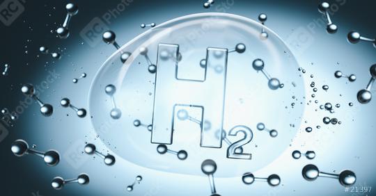 H2 Hydrogen Symbol in a bubble in liquid with molecules  : Stock Photo or Stock Video Download rcfotostock photos, images and assets rcfotostock | RC Photo Stock.: