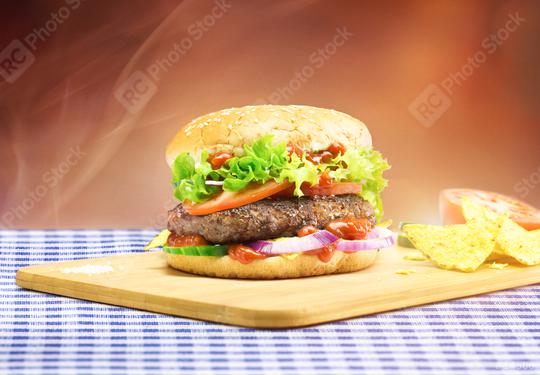 Hamburger - homemade burger with fresh vegetables  : Stock Photo or Stock Video Download rcfotostock photos, images and assets rcfotostock | RC-Photo-Stock.: