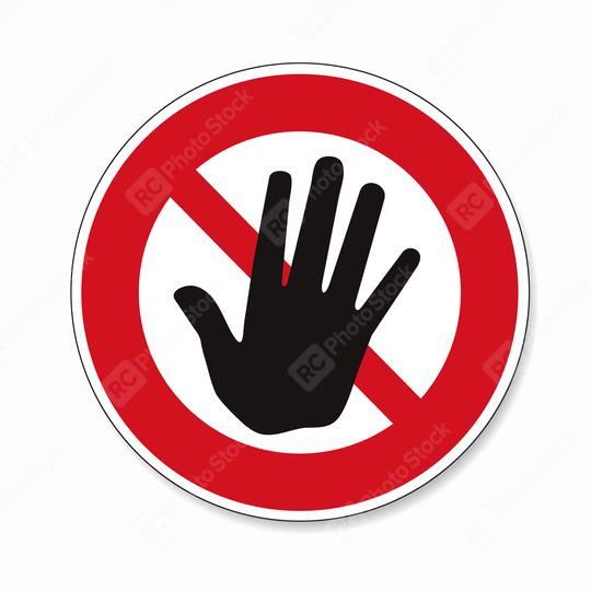 Hand forbidden sign, no entry, do not touch, dont push, off limits on white background. Vector illustration. Eps 10 vector file.  : Stock Photo or Stock Video Download rcfotostock photos, images and assets rcfotostock | RC Photo Stock.: