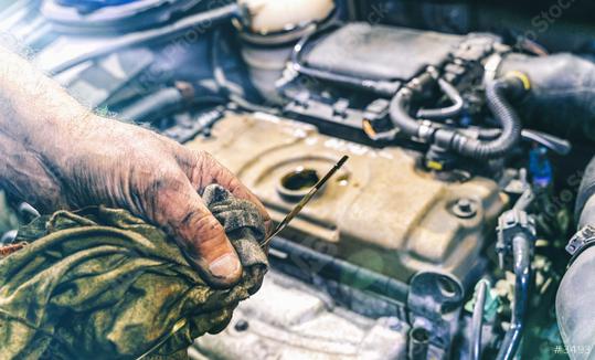 Hand of car mechanic check engine oil for maintenance  : Stock Photo or Stock Video Download rcfotostock photos, images and assets rcfotostock | RC Photo Stock.: