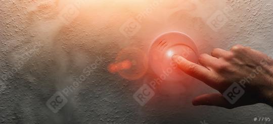 Hand Testing a home smoke alarm detector  : Stock Photo or Stock Video Download rcfotostock photos, images and assets rcfotostock | RC Photo Stock.: