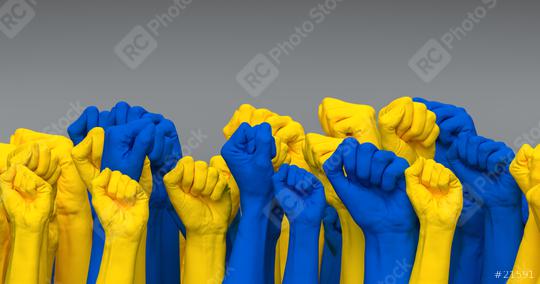 hands raised with closed fists. Multiple hands raised up with closed fist symbolize fight Back and Defend Freedom in Ukrainian War Flag colors  : Stock Photo or Stock Video Download rcfotostock photos, images and assets rcfotostock | RC Photo Stock.: