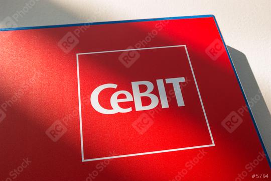 HANNOVER, GERMANY MARCH, 2017: Cebit logo. The Cebit is the biggest trade fair for information technology in the world.  : Stock Photo or Stock Video Download rcfotostock photos, images and assets rcfotostock | RC Photo Stock.: