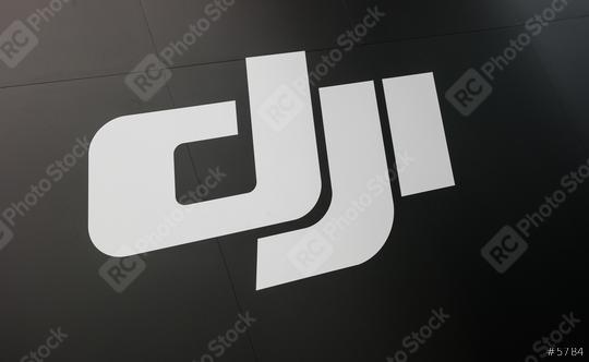HANNOVER, GERMANY MARCH, 2017: DJI logo. DJI is the leading company in the civilian drone industry.  : Stock Photo or Stock Video Download rcfotostock photos, images and assets rcfotostock | RC Photo Stock.: