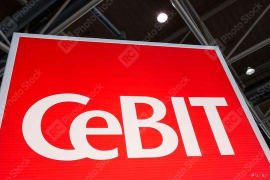 HANNOVER, GERMANY MARCH, 2017: The logo of the brand "Cebit" in a hall. The Cebit is the biggest trade fair for information technology in the world.  : Stock Photo or Stock Video Download rcfotostock photos, images and assets rcfotostock | RC Photo Stock.: