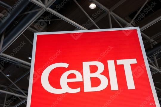 HANNOVER, GERMANY MARCH, 2017: The logo of the fair Cebit. The Cebit is the biggest trade fair for information technology in the world.  : Stock Photo or Stock Video Download rcfotostock photos, images and assets rcfotostock | RC Photo Stock.: