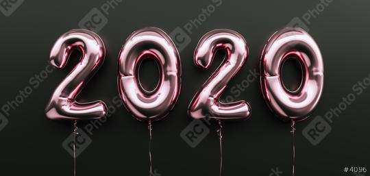 Happy New 2020 celebration. pink metallic foil balloons numeral 2020 on black background  : Stock Photo or Stock Video Download rcfotostock photos, images and assets rcfotostock | RC Photo Stock.: