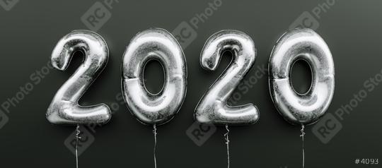 Happy New 2020 celebration. Silver foil balloons numeral 2020 on black background  : Stock Photo or Stock Video Download rcfotostock photos, images and assets rcfotostock | RC Photo Stock.: