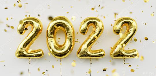 Happy New 2022 Year. 2022 golden foil balloons and falling confetti on white  background. Gold helium balloon numbers. Festive poster or banner concept image  : Stock Photo or Stock Video Download rcfotostock photos, images and assets rcfotostock | RC Photo Stock.:
