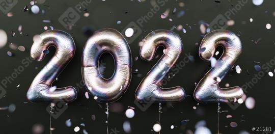 Happy New 2022 Year. 2022 tarnishing foil balloons and falling confetti on black background. Tarnish helium balloon numbers. Festive poster or banner concept image  : Stock Photo or Stock Video Download rcfotostock photos, images and assets rcfotostock | RC Photo Stock.: